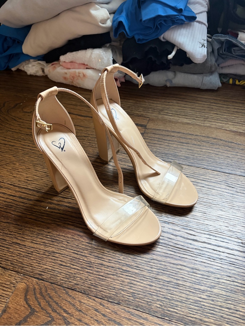 Windsor Nude Clear-Strap Block Heel Sandals